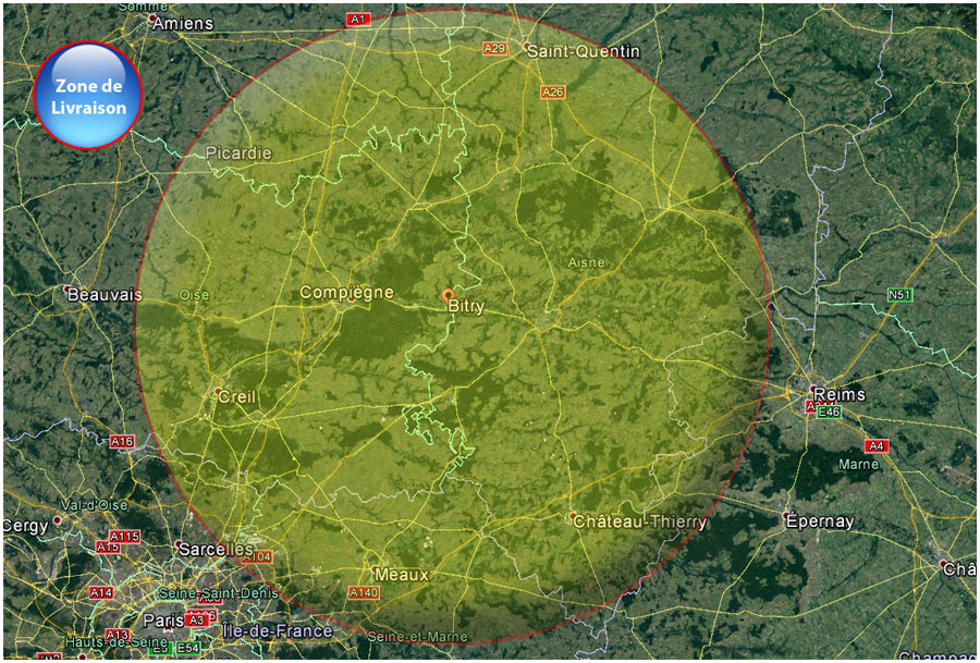 zone de chalandie, de livraison de bois de chauffage 60 